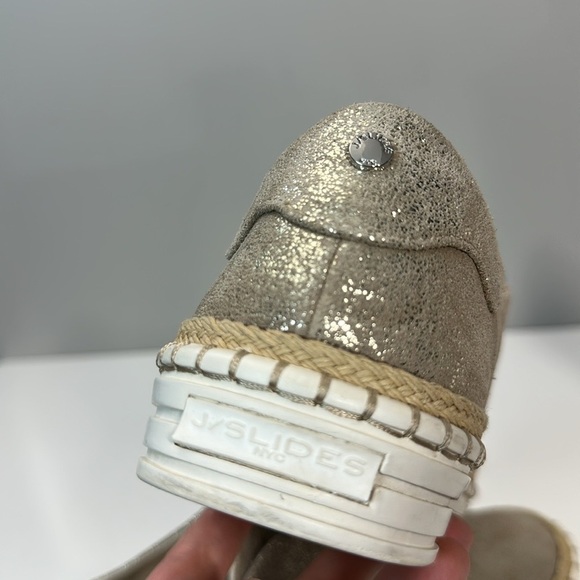 J Slides Karla Gold Brushed Leather Casual Slip On Sneakers Size 7.5 - Picture 15 of 15